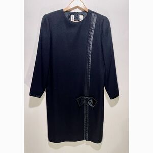 David Hayes wool dress VTG Saks fifth avenue USA classic black winter women 12